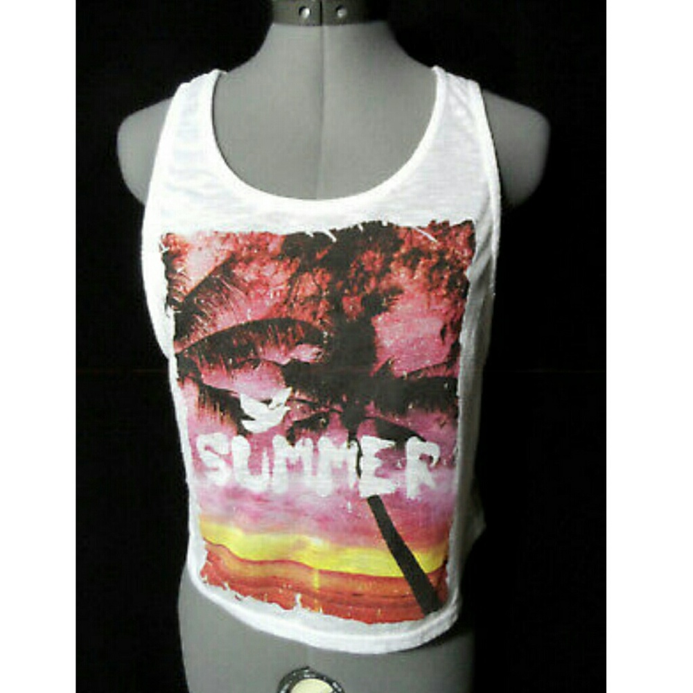SELENA GOMEZ Lace Back Tank top L White tropics Open back Lace t-shirt